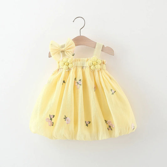 (0-3 Years Old) Baby Girl Dress, Summer Cotton Full Body Embroidered Suspender Princess Dress