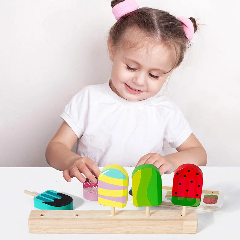 Children's Popsicle Matching Toys for Girls, Simulation Ice Cream, Pretend Play, Baby Enlightenment Educational Toys Decoration