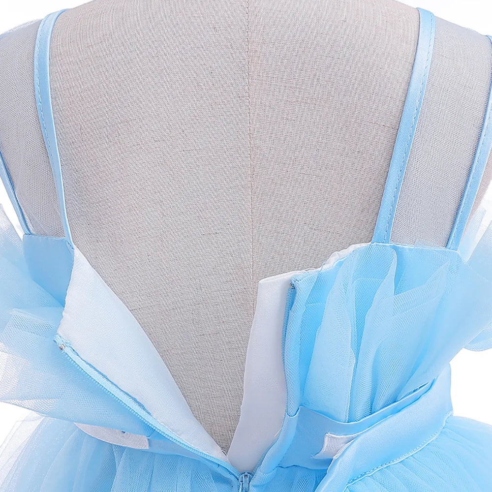 Summer Baptism Bridesmaids Party Baby Girls Dresses Tulle Trailing Wedding Birthday Princess Dress