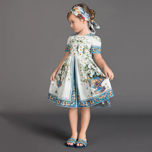 Kids Party Dresses For Girls Printed Evening Princess Girls Dresses