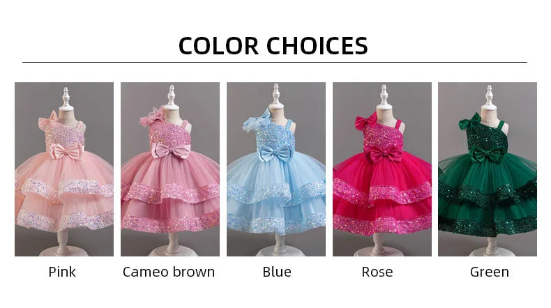 New Girl Dress Sequin Dresses Exquisite Simple Summer Skirt Fashion Evening Dress One Year Old Banquet Retro Princess Dress 2025