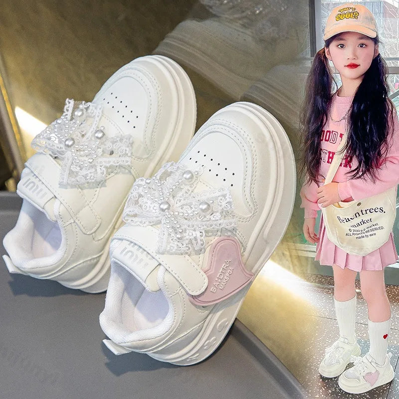 4 To 12 Years Autumn Children Shoes Girls Sneaker 2026 PU Leather Flat Shoes Kids Casual Sneaker Comfortable Cute Girls Shoes