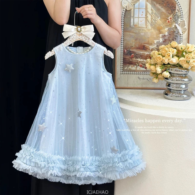Teen Girl Clothes 2025 New White Summer Girls Princess Dress with Wings Kids Party Gown Flower Girl Birthday Outfit Vestido
