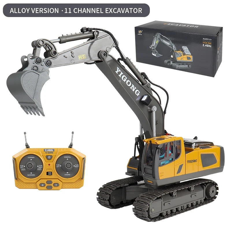 1:24 2.4G 11 Channels RC Construction Vehicle Set - Excavator/Dump Truck/Bulldozer