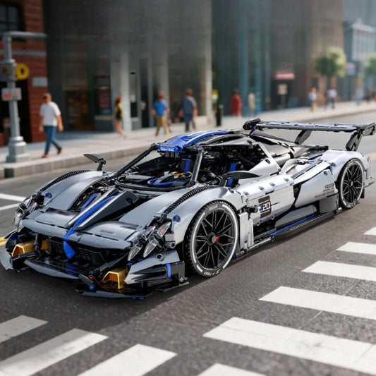 TOYLINX 3526pcs Silver-Blue Technic Racing Sports Car Building Blocks Set 1:8 Scale Super Sports Car Model Ideal Bricks Boy Gift