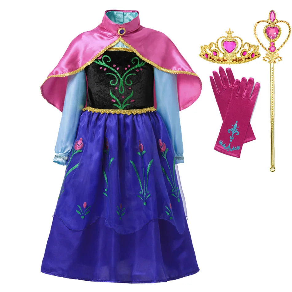 Summer Fancy Queen Elsa Anna Costume Girls Princess Dress