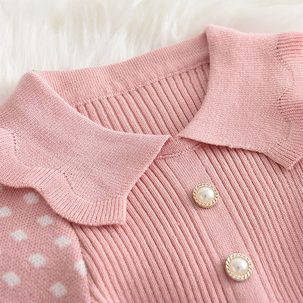 Jaliya Baby Girl Sweater Dress - Knitted, Polka Dots & Warm