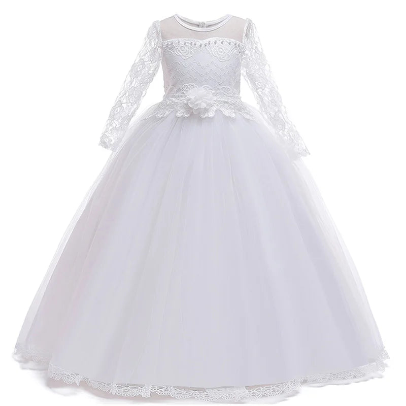 Summer White Bridesmaid Dress  For Girls Children Party Wedding Dress