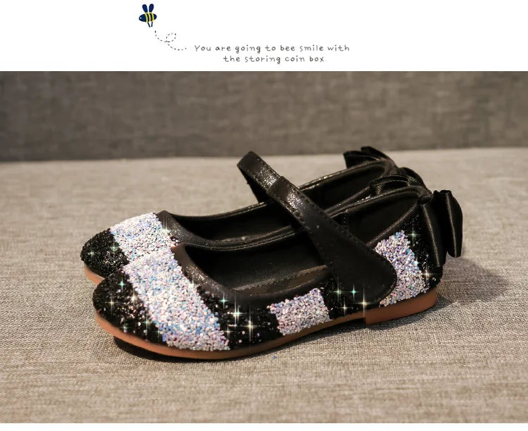 Girl Shoes Spring New Girls Soft Sole Leather Shoes Rainbow Sequins Dress Princess Shoes Kids Shoe Mary Jane Shoe Zapatos Niña