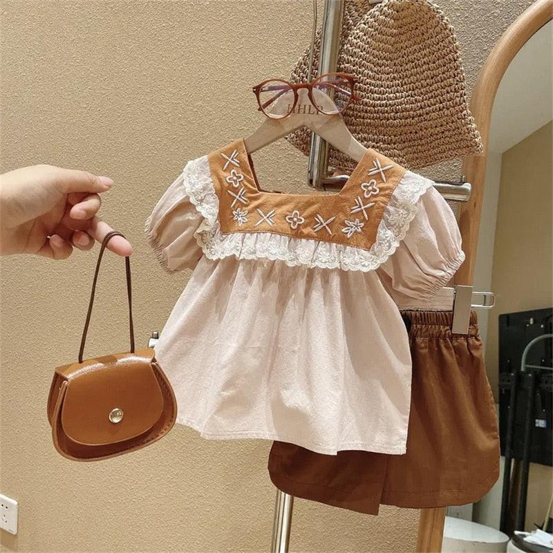 Angelica Girls Clothing Summer Short Sleeve Children Two Piece Set - GuGuTon baby store - Baby Fashion - Toddlers Outfits - Babies Outfits - Toddler Clothes - Kids Clothing - Newborn Clothes - Newborn Wear - Kids Wear - Trending Clothes - Trending Outfits - Fall Fashion - Winter Fashion - Girls Clothes - Boys Clothes - Babies Wear - Kids Accessories - KidsWear - Summer Clothes - Summer Fashion - Summer Trend - Falls Sweaters - Tops - Bottom - Jeans - Blouse - Dresses - Newborn Dresses - Toys