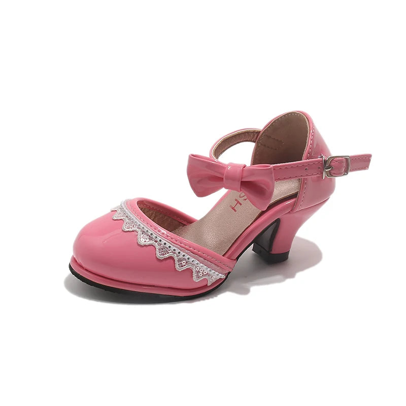 New Leather Shoes Fashion Versatile Comfort Girl Shoe Princess Exquisite Casual High-heeled Sandals Performance Classic Kid Shoe