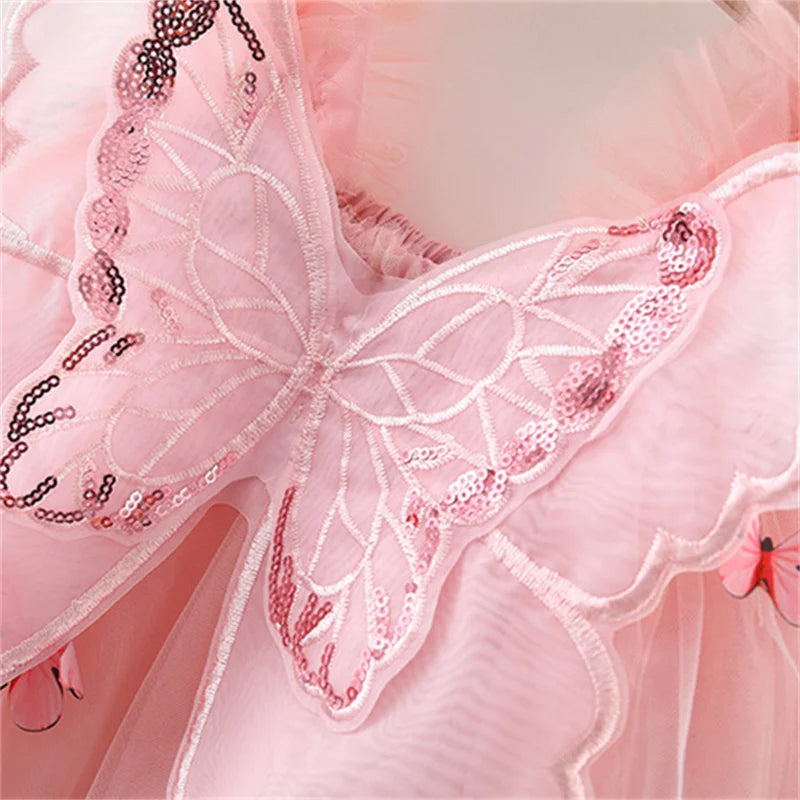 Summer Baby Girls' Princess Party Birthday Dress Butterfly Wings