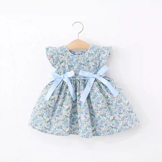 Leni Baby Girl Floral Dress with Sweet Bow - 9 Months to 4 Years