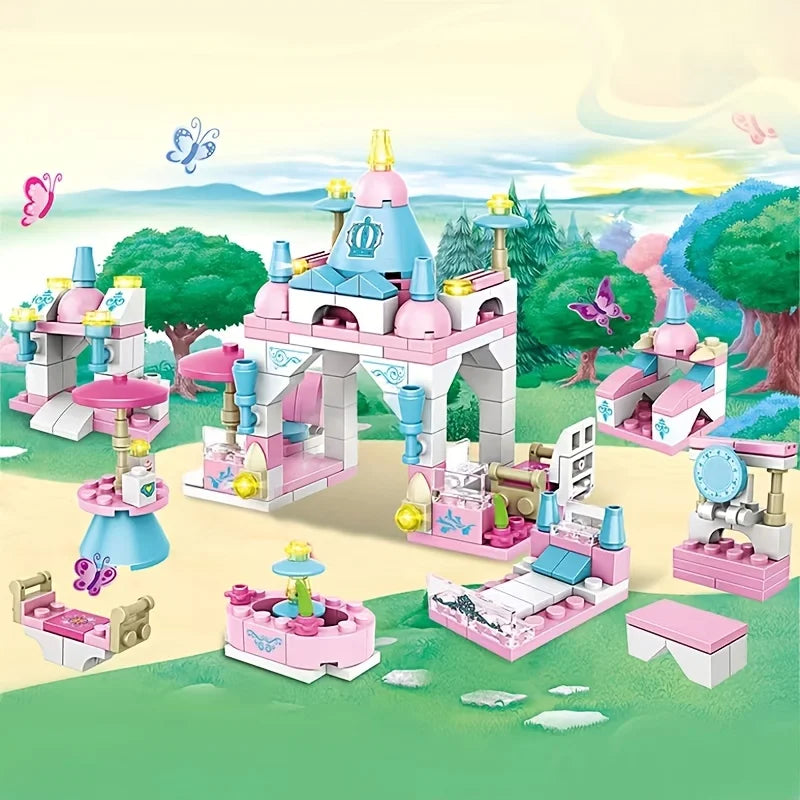 6-in-1 Girls Castle Building Blocks - Transformable & Customizable Structure Set, Educational Building Toys for Girls
