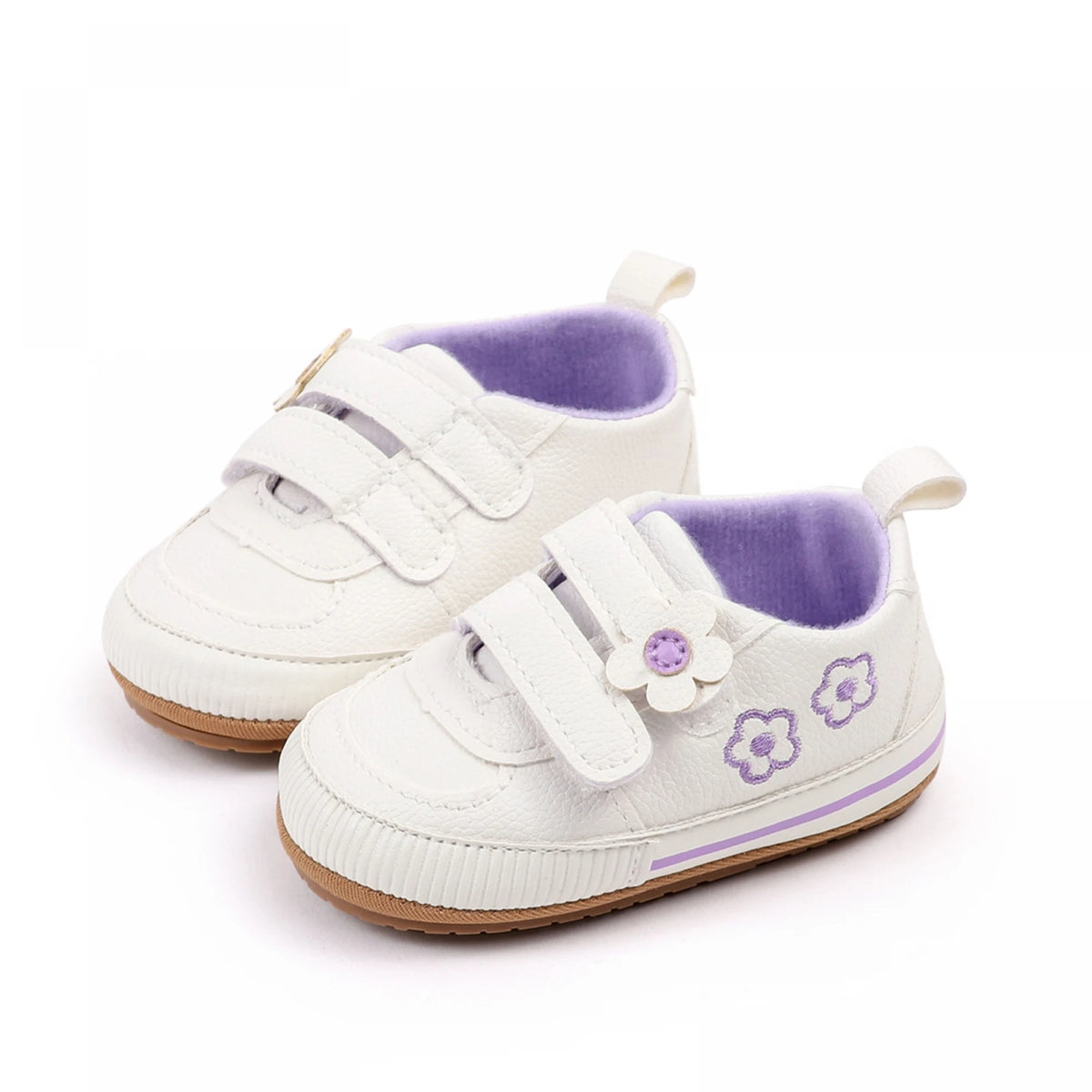 Citgeett Infant Baby Girls Shoes Soft Sole Floral Embroidery Hook-Loop Closure Non-slip Sneakers