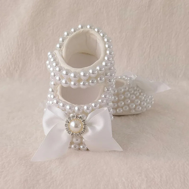 Dollbling Baby Shoes Baby Girl Shoes Wedding Party Photography First Walker Sewing Pearls