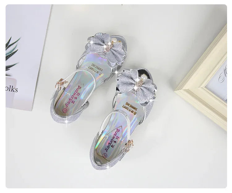 Girls Princess Shoes Summer Children High Heels Open-toe Party Wedding Toddlers Sandals