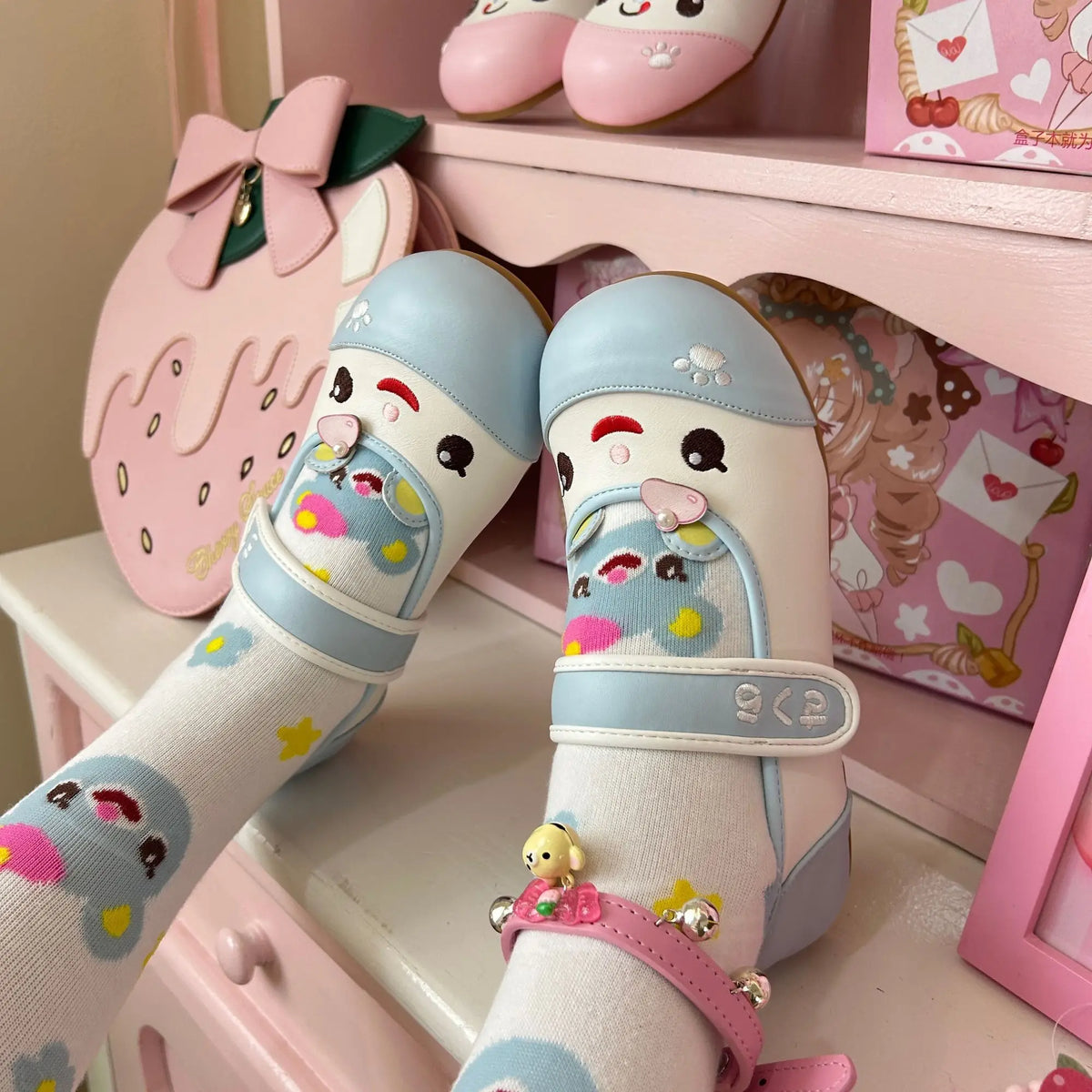 Summer Autumn New Sweet Girl Cute Indoor Round-toe Shoes Japanese Cartoon Mp Jojifuku Lolita Flat Shoes Y2k Accessories