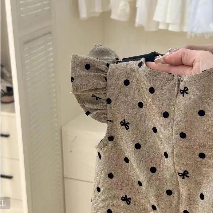 Girl Dress 2024 New Baby Girl Summer French Skirt Round Doll Collar Fashion Princess Dress