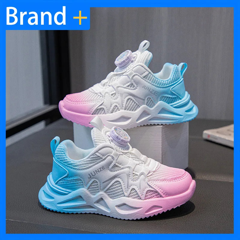 Girls Sports Shoes Pink Mesh Breathable Lightweight Running Shoes