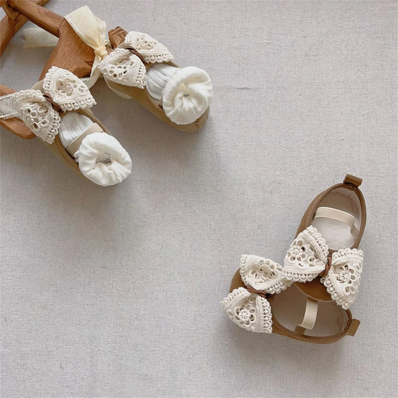 Baby Girls Shoes Autumn Winter Children Lace Bow Princess Shoes