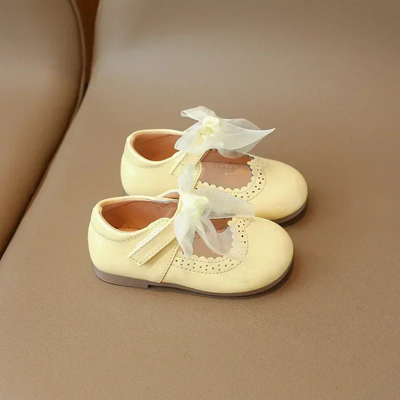 Baby Girl Leather Shoes Spring Autumn New Fashion Soft Comfortable Candy Color Princess Kids Dress Flats Ribbon Bow-knot Sweet