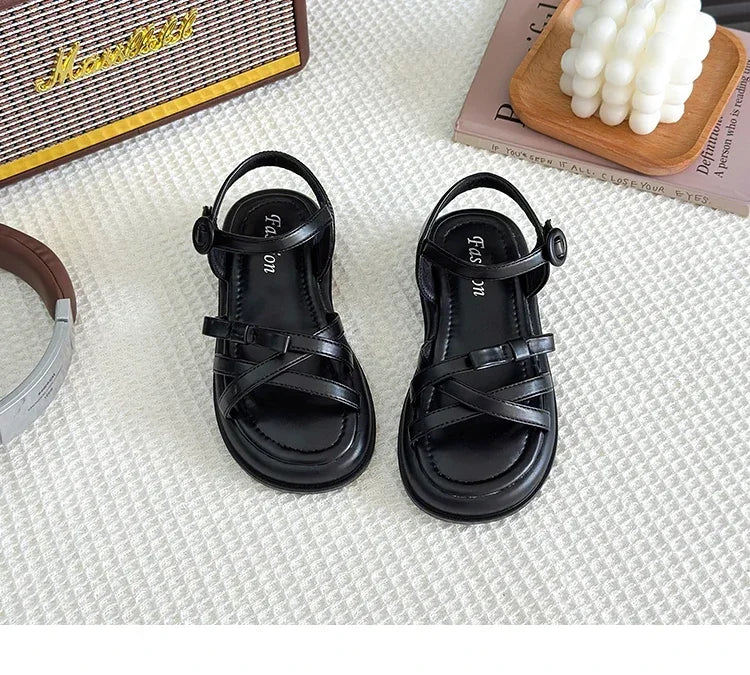 Girls Beach Shoes Bow-knot 2025 Summer Brand New Soft Open Toes Fashion Kids Sandals Princess Sweet Style Anti-slippery Shoes