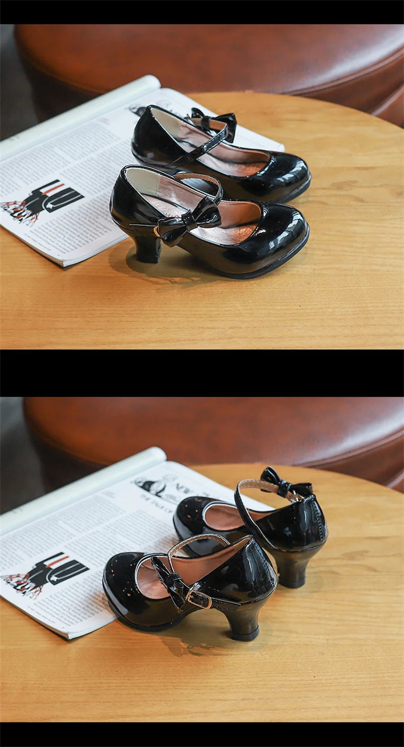 Girls Leather Shoes Autumn Bowtie Sandals 2023