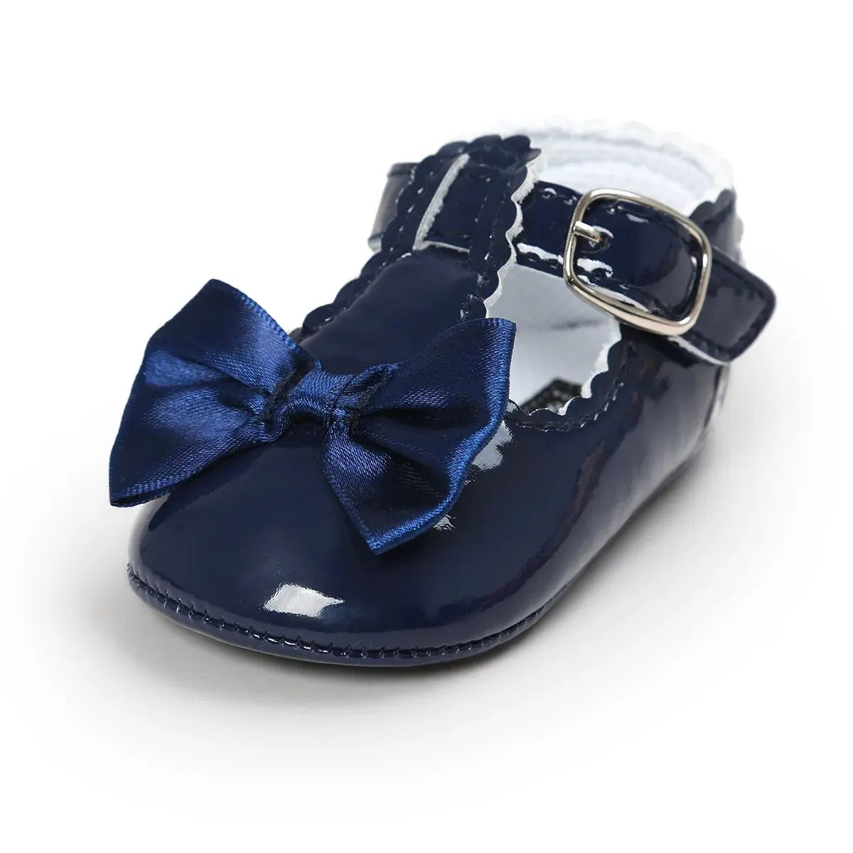 Meckior Baby Girls Shoes Classic Bowknot Rubber Sole Anti-slip PU Girls Dress Shoes