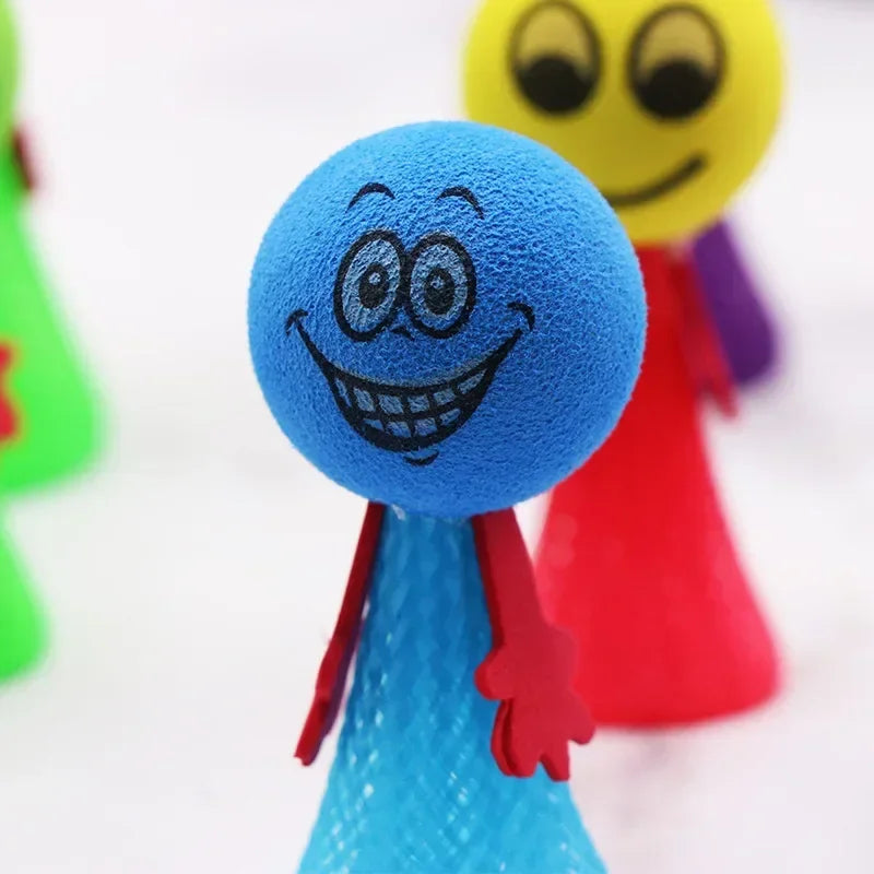 5Pcs/Pack Educational Jumping Doll Bounce Ball Toys Engaging Push & Down Expression Game for Kids Great Gifts for Children
