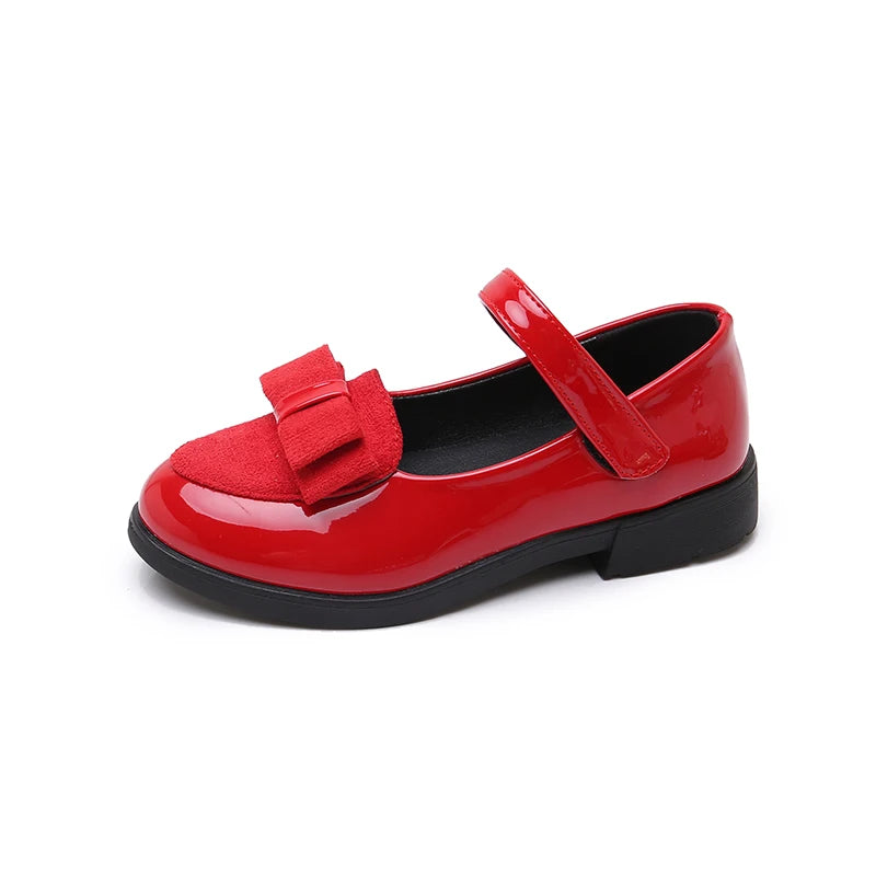 Girl's Leather Shoes Princess Dress Shoes for Kids Big Girls Casual Student Flats 2025 Spring/Autumn New Style Sweet with Bowtie