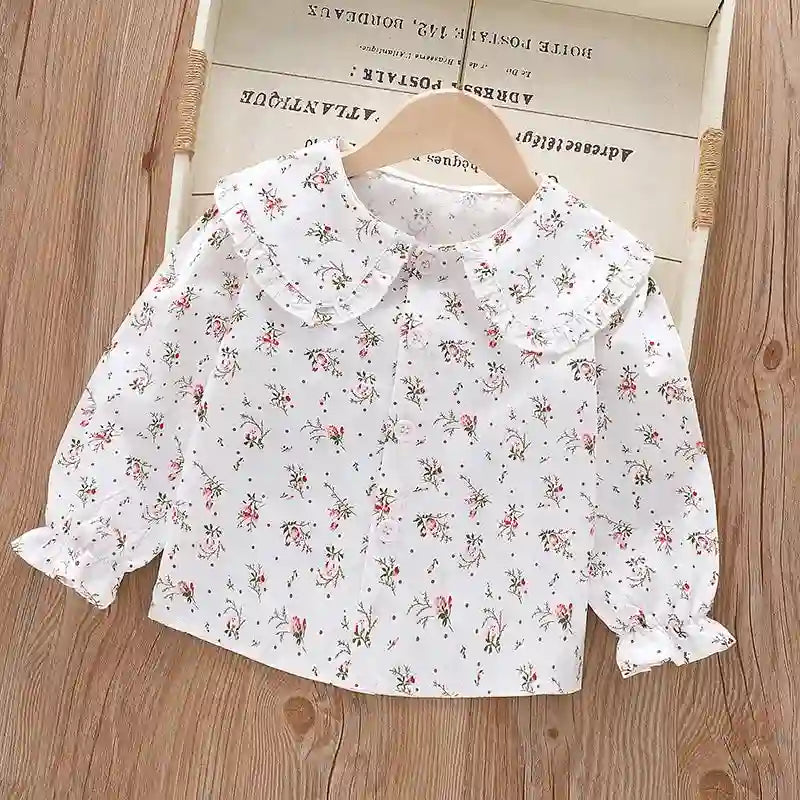 Sailyn Long-Sleeved Cotton Lapel Lace Top