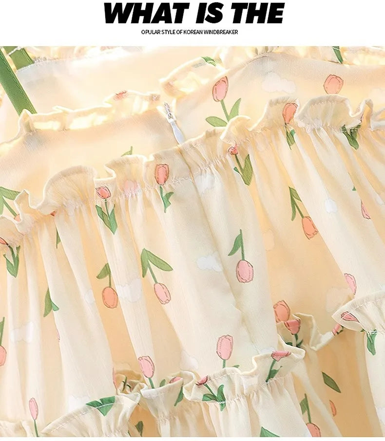 Baby Girl Summer Dress Sweet Floral Pattern Halter Dress Korean Version of The Lovely Baby Girl Princess Dresses