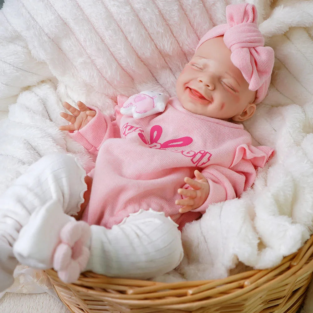 17.72INCH Big Reborn Full Body Silicone Doll Adorable Smile Newborn Baby Girl