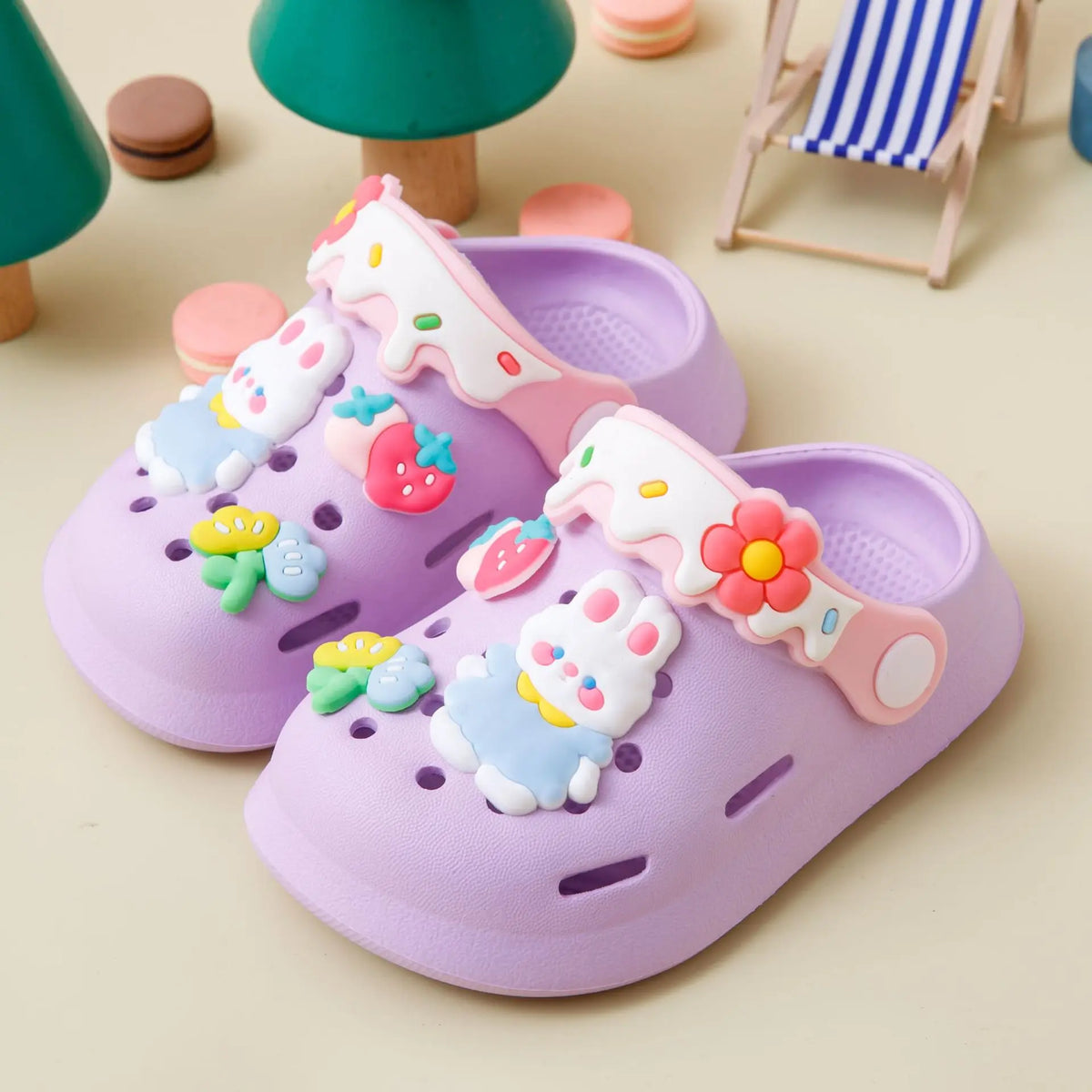 Garden Shoes For Girls Soft Sole Clogs For Baby Breathable Non-slip Indoor Outdoor Beach Sandals Trendy Cute Cartoon Bunny