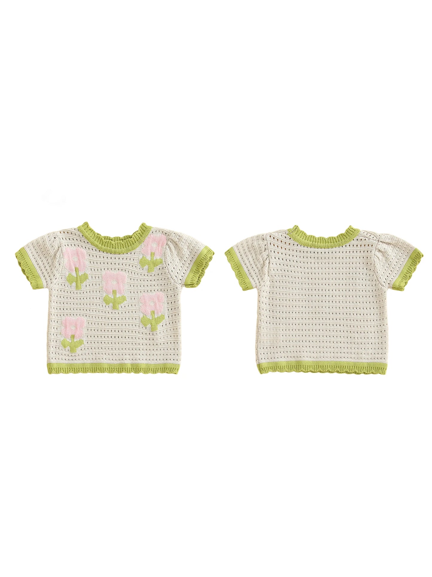 Grace Floral Print Knit Cutout Round Neck Top