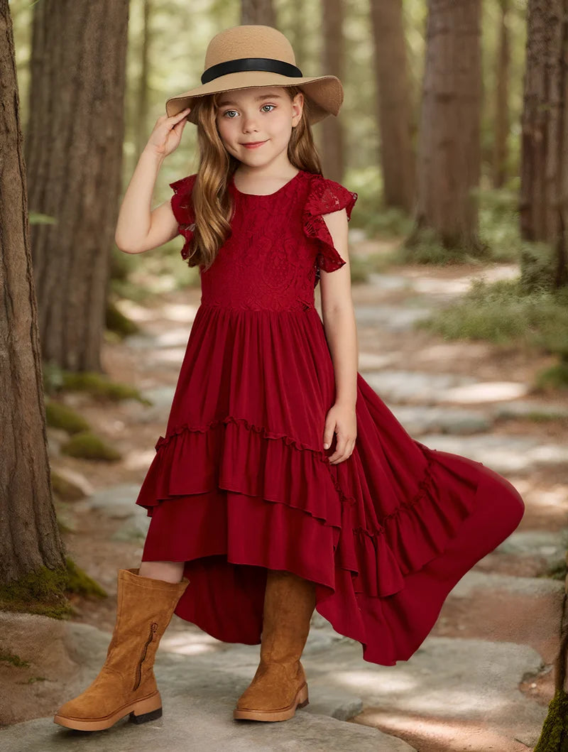 Flower Girls Dress Baby Kids Lace Dress Baby Kids Bohemia Elegant Princess Party