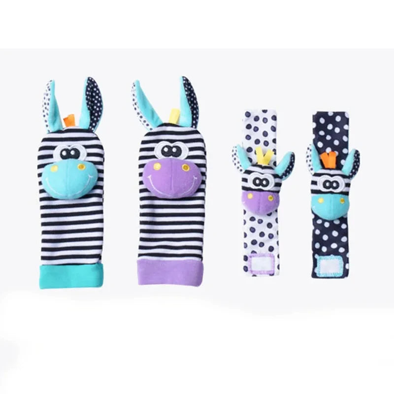 Baby Wrist Rattles Socks Newborn Animal Socks Infants Foot Finder 0-12 Months