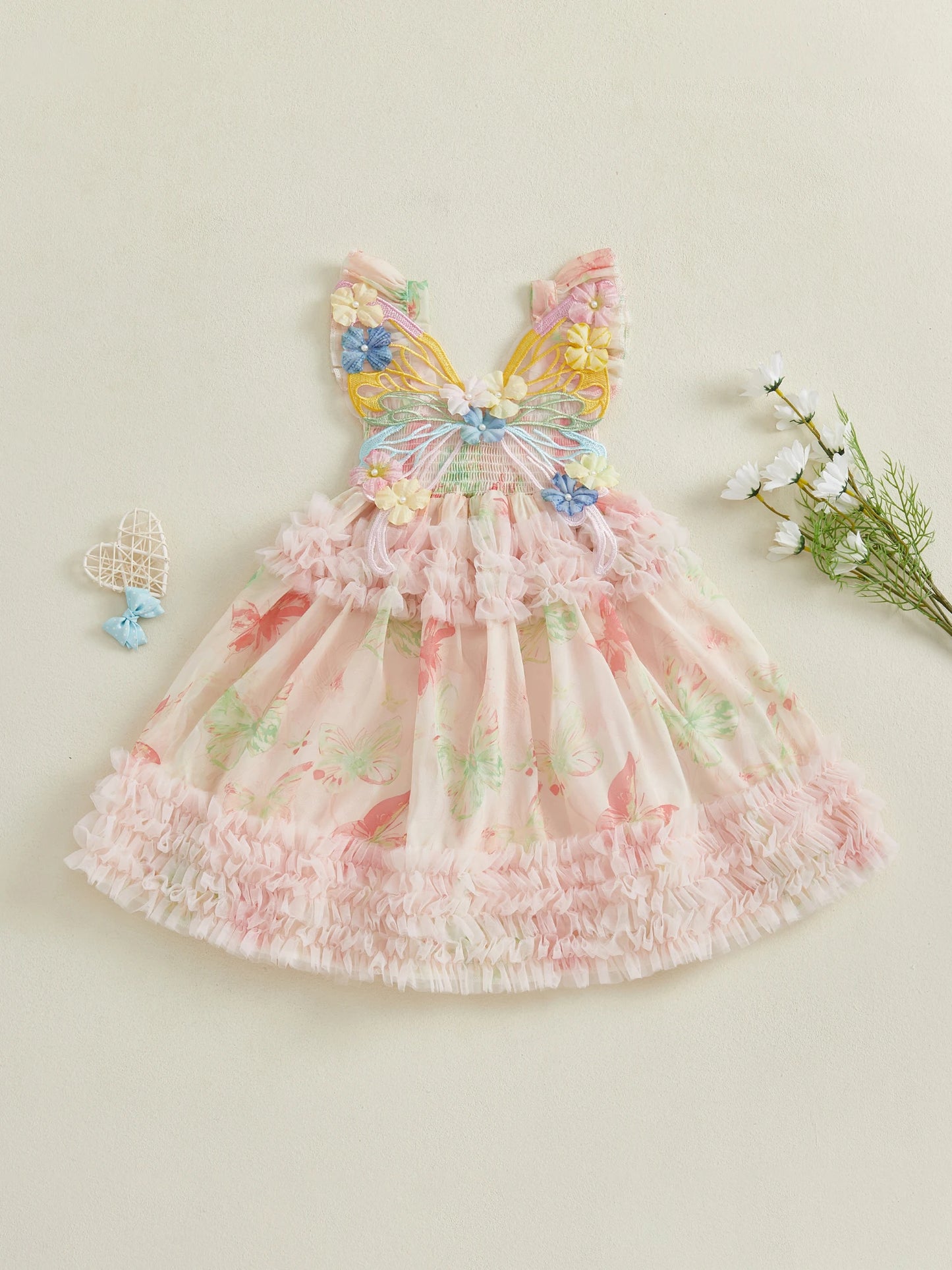 Toddler Girls Butterfly Print Dress for Summer Fashion