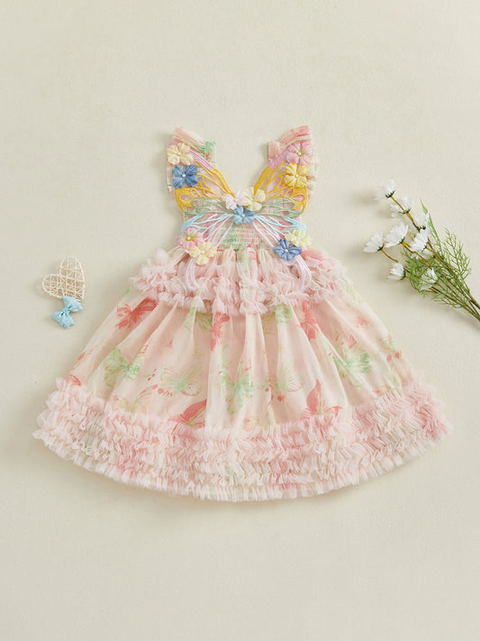Toddler Girls Butterfly Print Dress for Summer Fashion