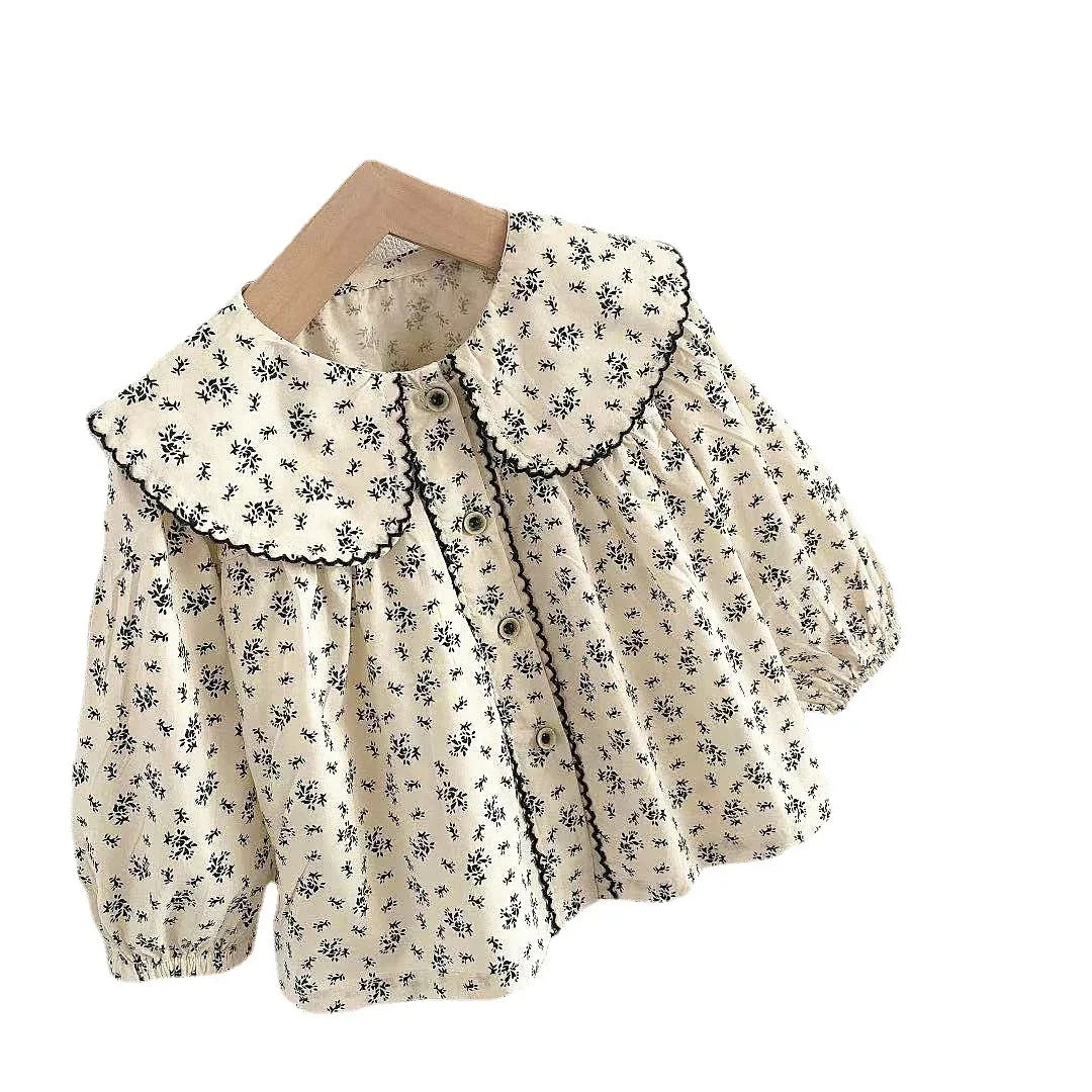 Fiona Long Sleeve Print Turn Down Collar Tops