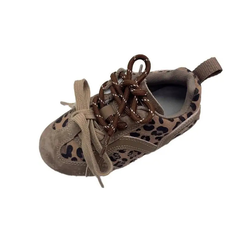 Girl Sneakers Spring Autumn Soft Sole Leopard Print Running Shoes