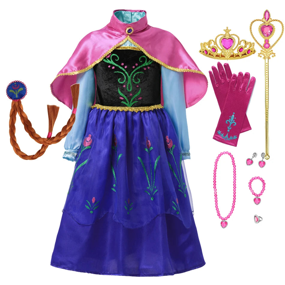 Summer Fancy Queen Elsa Anna Costume Girls Princess Dress