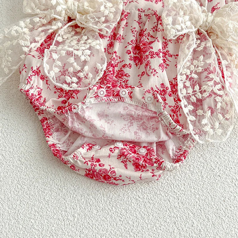 Lace Detail Floral Romper