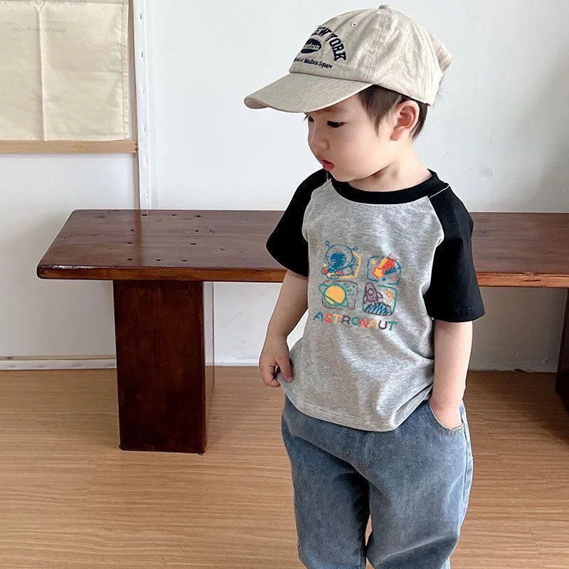 Raymond O-Neck Patchwork Tees - GuGuTon baby store - Baby Fashion - Toddlers Outfits - Babies Outfits - Toddler Clothes - Kids Clothing - Newborn Clothes - Newborn Wear - Kids Wear - Trending Clothes - Trending Outfits - Fall Fashion - Winter Fashion - Girls Clothes - Boys Clothes - Babies Wear - Kids Accessories - KidsWear - Summer Clothes - Summer Fashion - Summer Trend - Falls Sweaters - Tops - Bottom - Jeans - Blouse - Dresses - Newborn Dresses - Toys