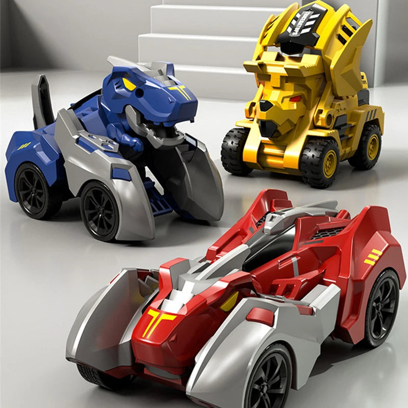 2 In 1 Transforming Dinosaur Car Automatic Transform Robot Diecasts