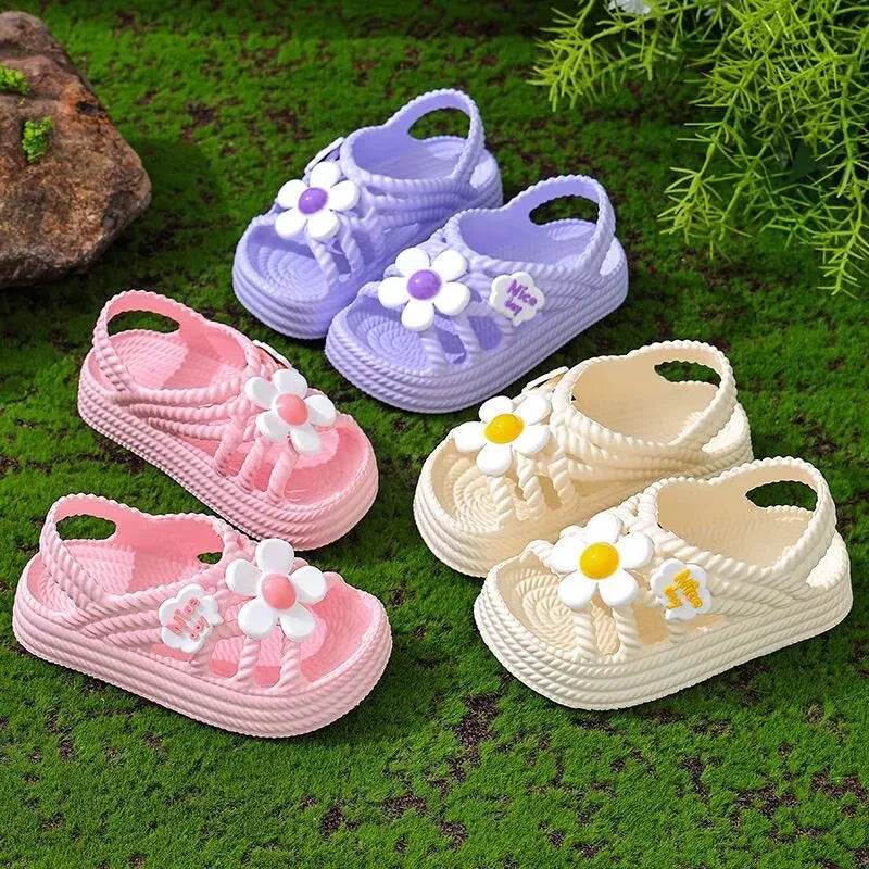 Summer Girls Sandals Cute Flowers Baby Girl Shoes Children Girls Beach Sandals