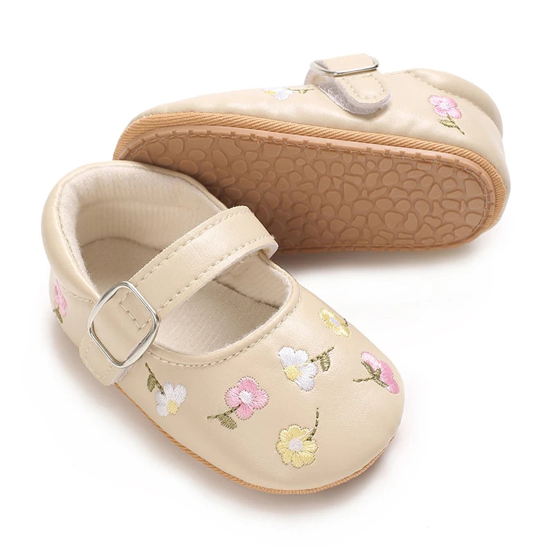 Spring And Autumn Baby Girl's Walking Shoes Anti Slip One Year Old Soft Soled Baby Shoes Princess Shoes Single Shoes