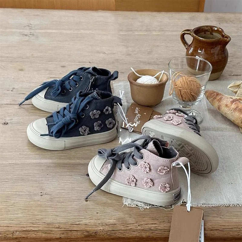Children High Top Canvas Shoes Baby Soft Casual Shoes