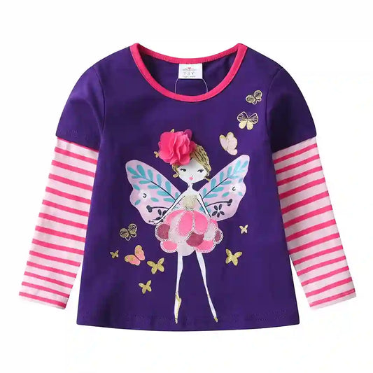 Mila Unicorn Appliqued Cartoon Tops